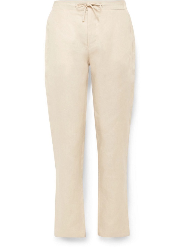 Photo: DE PETRILLO - Slim-Fit Linen Drawstring Suit Trousers - Neutrals