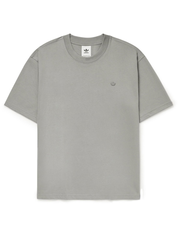 Photo: adidas Originals - Logo-Appliquéd Organic Cotton T-Shirt - Gray