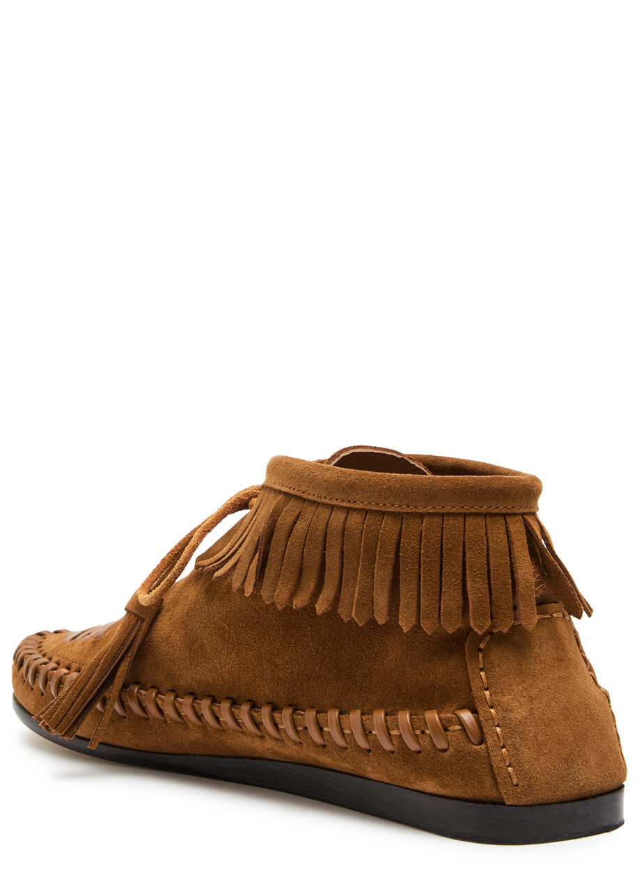 Isabel Marant étoile Felsa Fringed Suede Loafers Tan