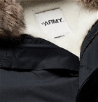 Yves Salomon - Shearling-Lined Cotton Hooded Down Parka - Men - Navy