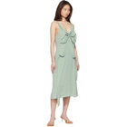 Acne Studios Green Bow Silk Midi Dress