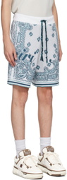 AMIRI White & Blue Bandana Shorts