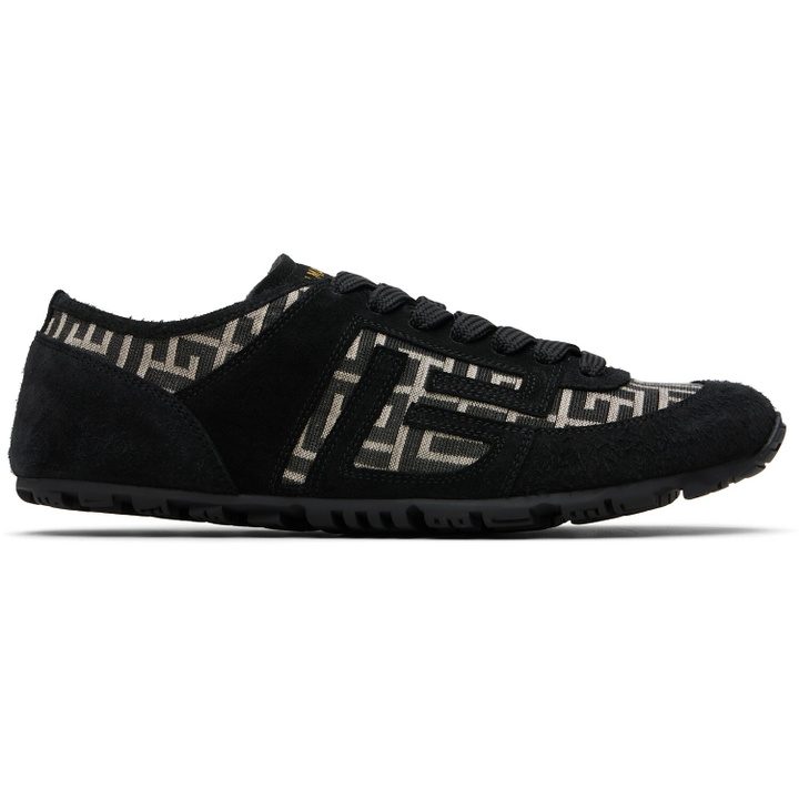 Photo: BALMAIN Black Racer 45 Monogram Jacquard Sneakers