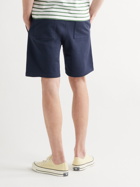 Armor Lux - Straight-Leg Logo-Appliquéd Cotton-Jersey Drawstring Shorts - Blue