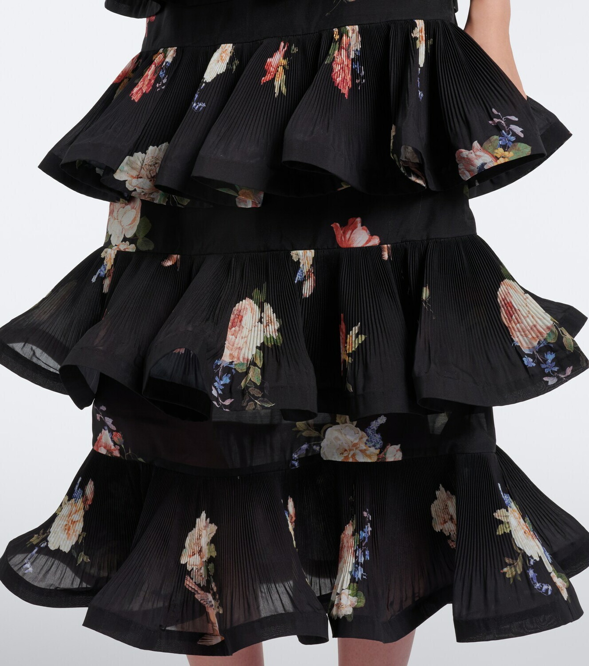 Zimmermann Floral pleated ruffled midi dress
