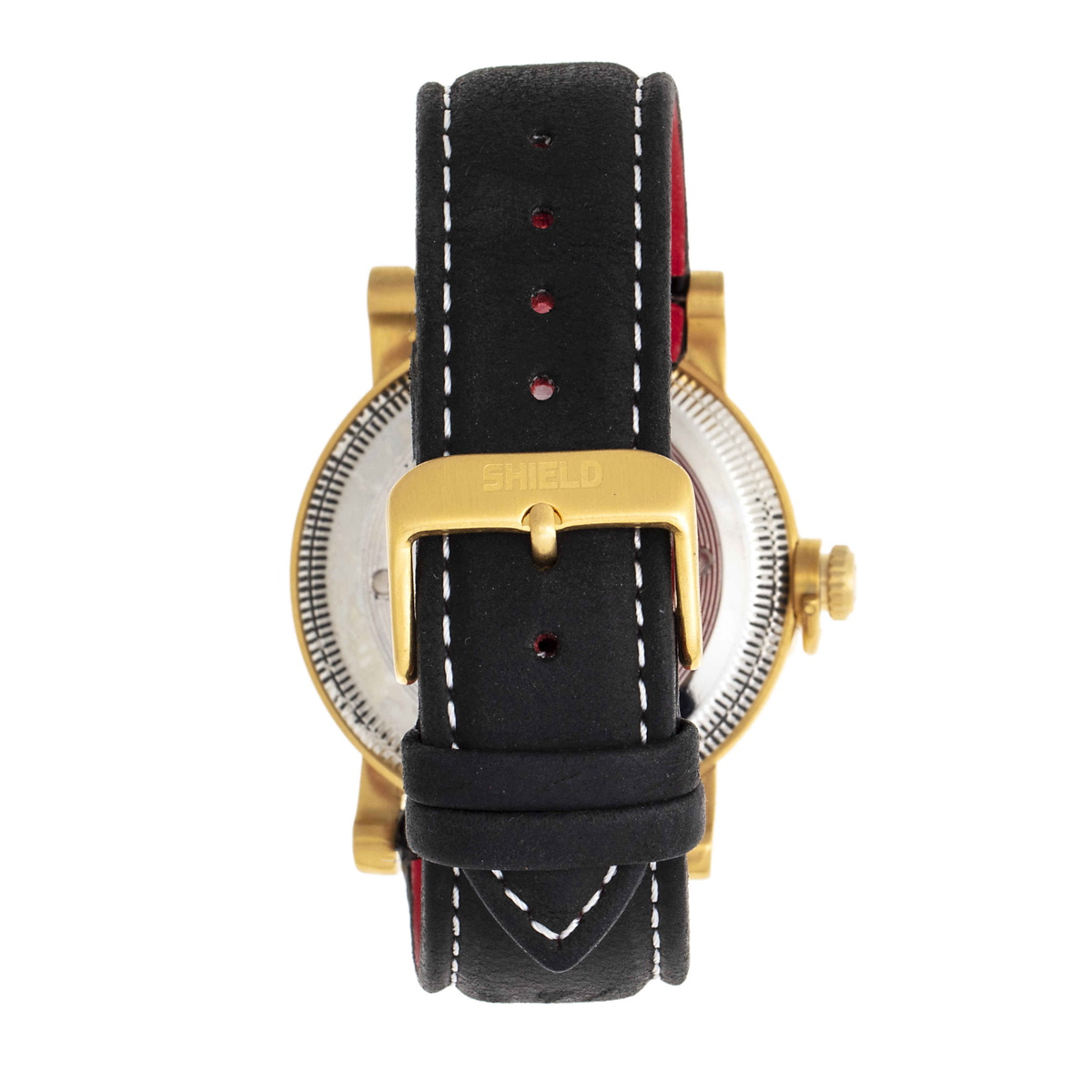 Shield Berge Quartz Black Dial Black Leather Mens Watch  display picture 2
