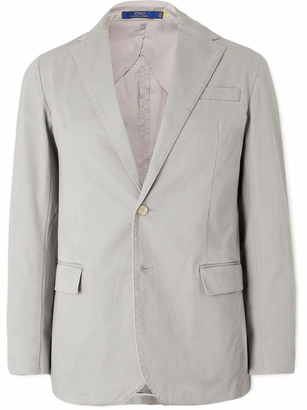 Photo: Polo Ralph Lauren - Slim-Fit Logo-Emboidered Cotton-Blend Twill Suit Jacket - Gray