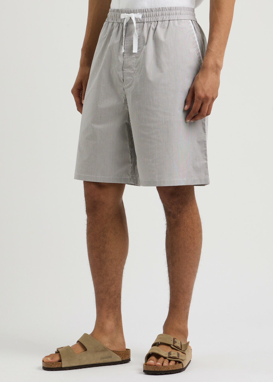 Rag & Bone Irving Striped Stretch-cotton Shorts Grey