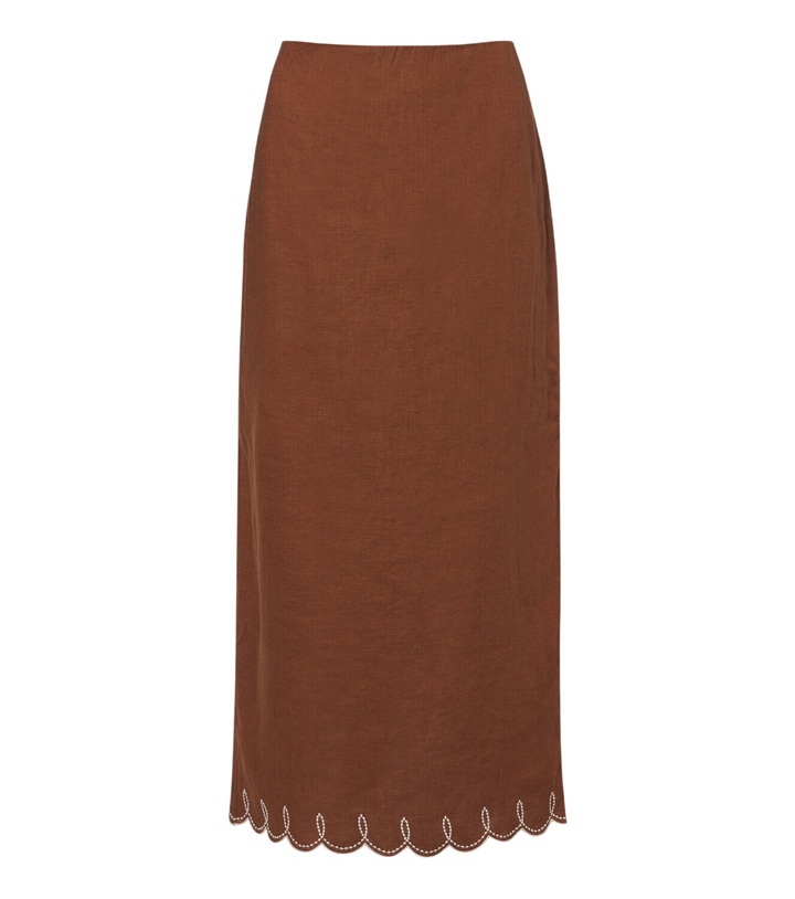 Photo: Veronica Beard Malou embroidered linen midi skirt