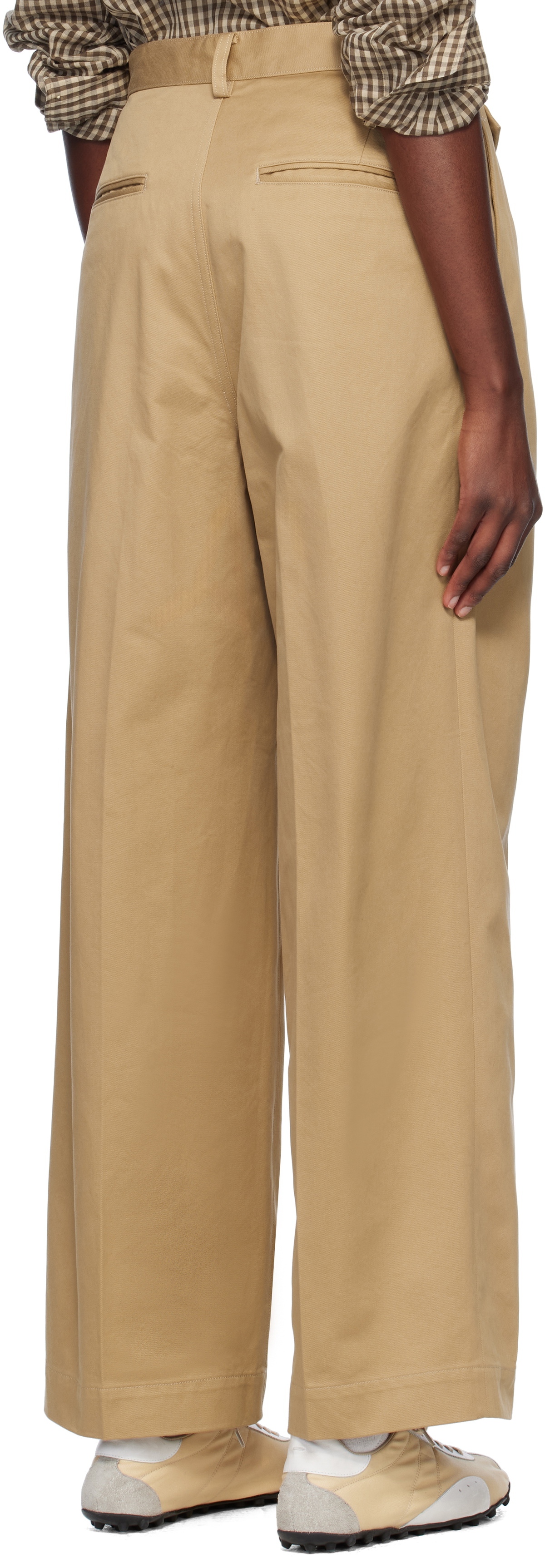 AURALEE Tan Washed Finx Chino One-Tuck Trousers