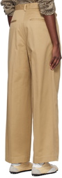 AURALEE Tan Washed Finx Chino One-Tuck Trousers