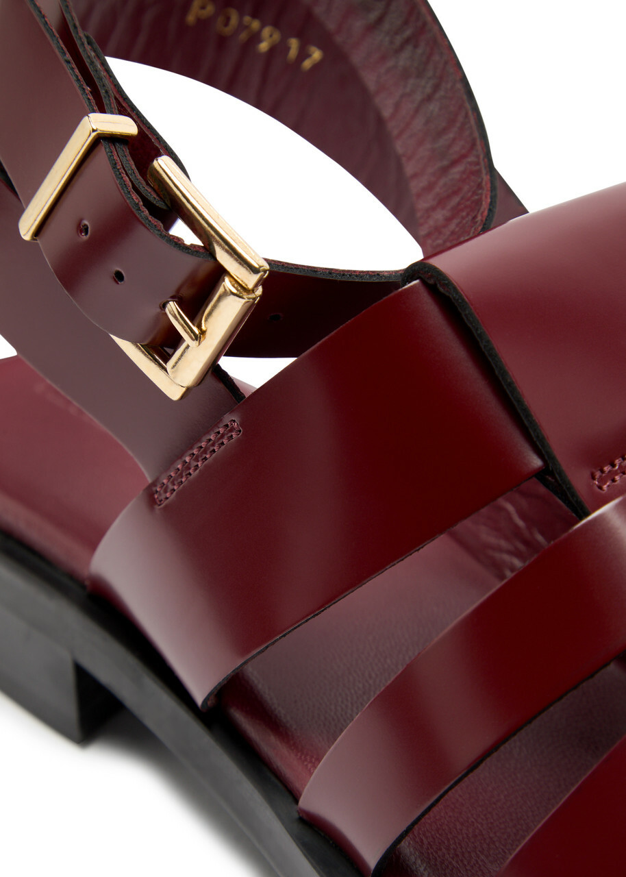 Alohas Perry Fisherman Leather Sandals Burgundy