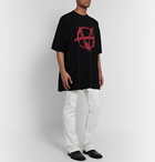 Vetements - Oversized Appliquéd Printed Cotton-Jersey T-Shirt - Black