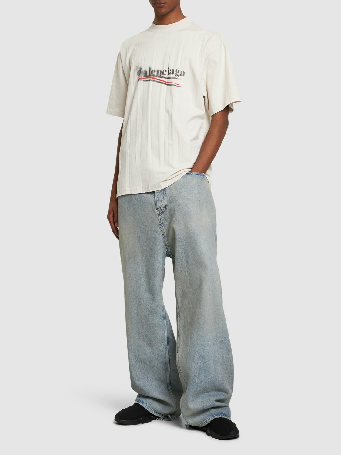 BALENCIAGA - Political Stencil Logo Cotton T-shirt Balenciaga