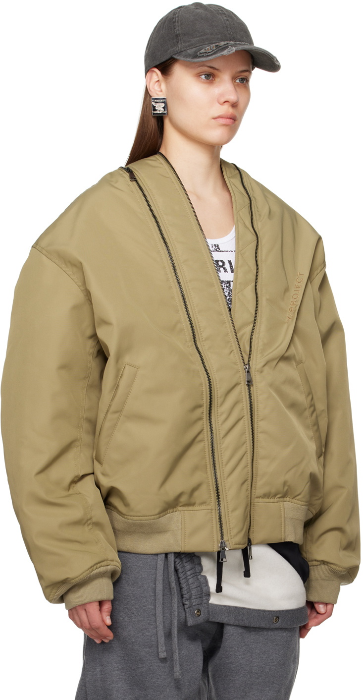 Y/Project Taupe Double Zip Bomber Jacket Y/Project