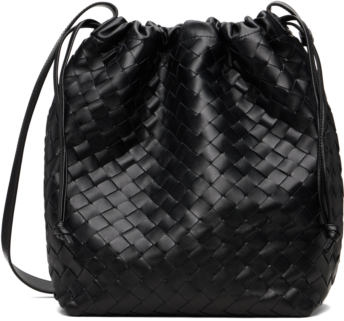 Bottega Veneta Black Intrecciato Biblioteca Bucket Tote