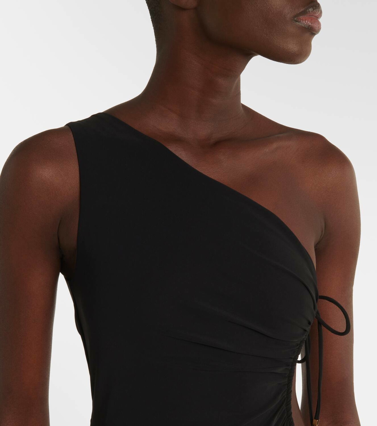 Saint Laurent Gathered one-shoulder swimsuit