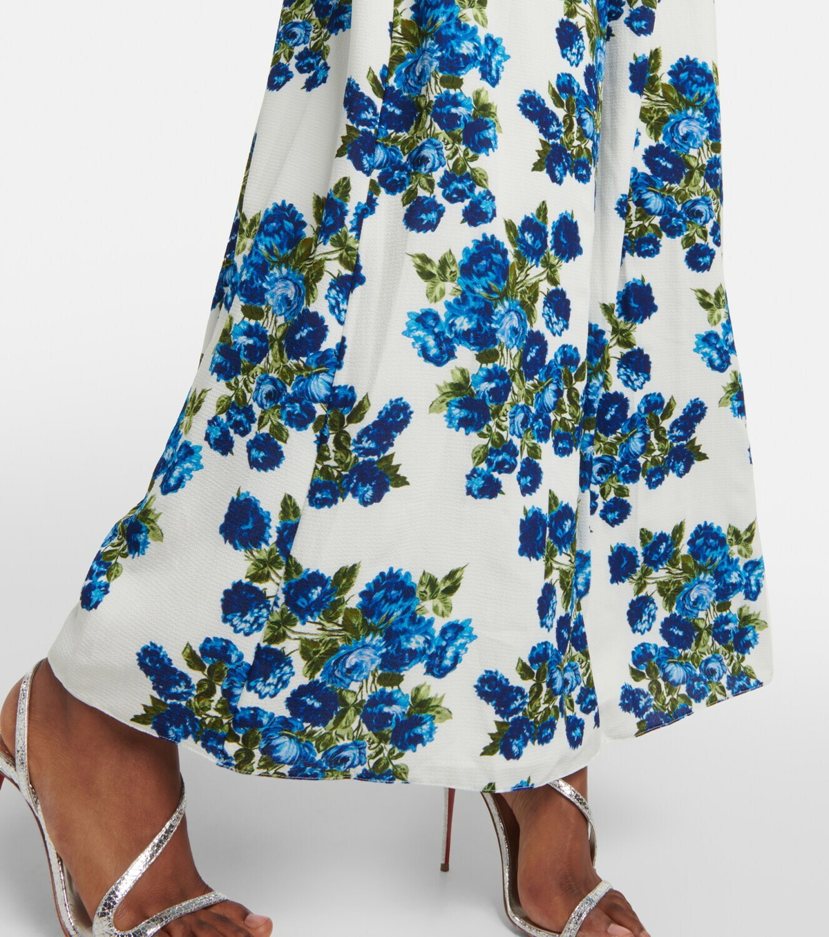 Blue Flower Bouquet Elanda Crepe Georgette Dress