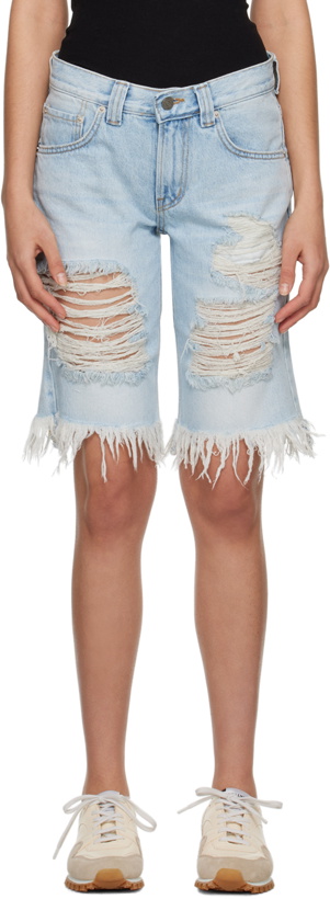 Photo: TheOpen Product Blue Distressed Denim Shorts