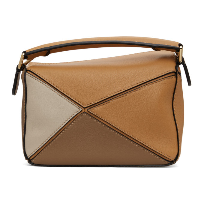 Loewe Brown and Beige Mini Puzzle Bag