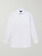 Dunhill - Cutaway-Collar Herringbone Cotton Shirt - Blue