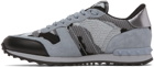 Valentino Garavani Grey Mesh Camouflage Rockrunner Sneakers