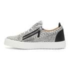 Giuseppe Zanotti White and Black Croc Frankie Sneakers