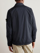 Stone Island - Garment-Dyed Logo-Appliquéd Crinkled-Shell Overshirt - Blue