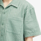 Craig Green Men's Hand-Frayed Stripe Vacation Shirt in Green/Cream