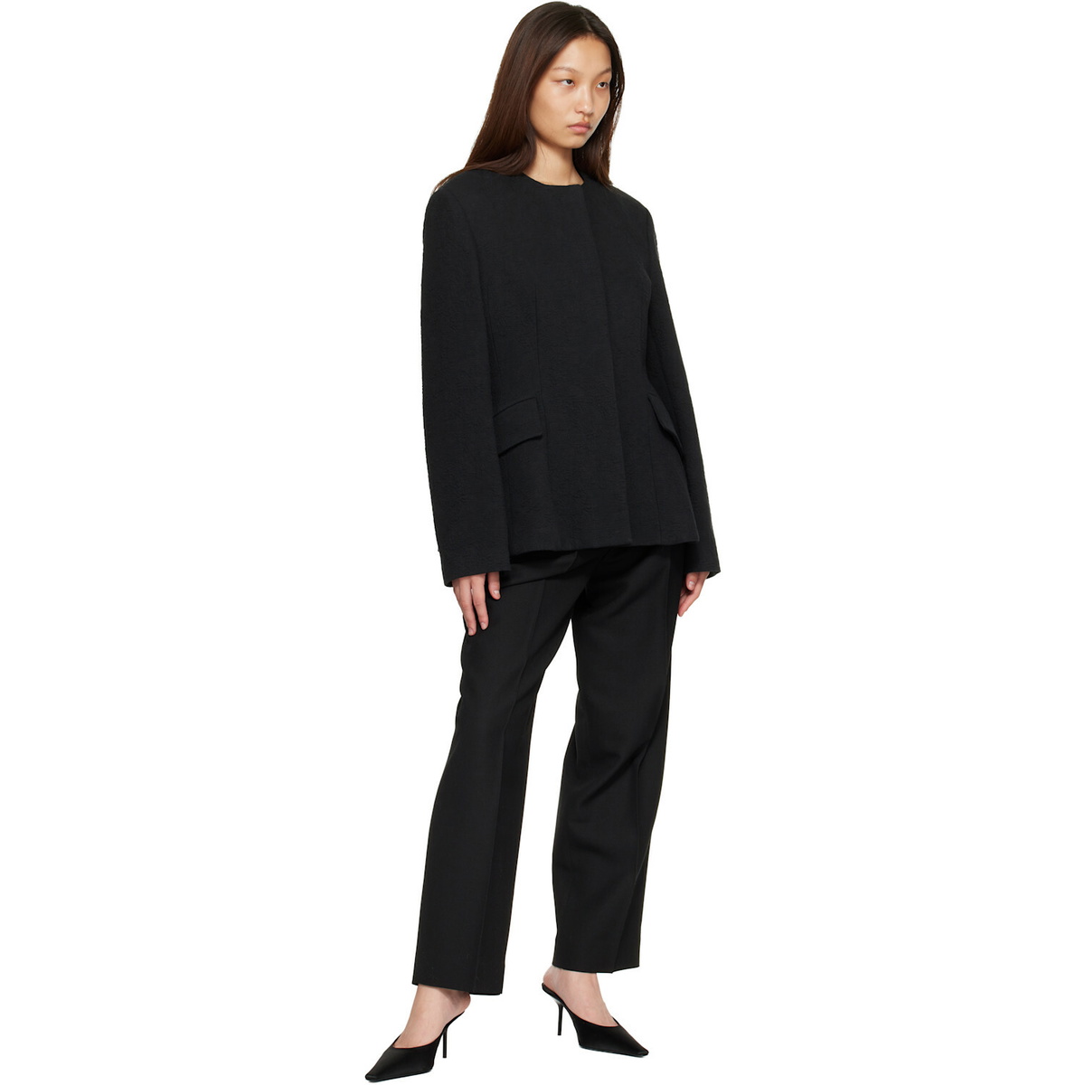 TOTEME Black Jacquard Cotton Blazer