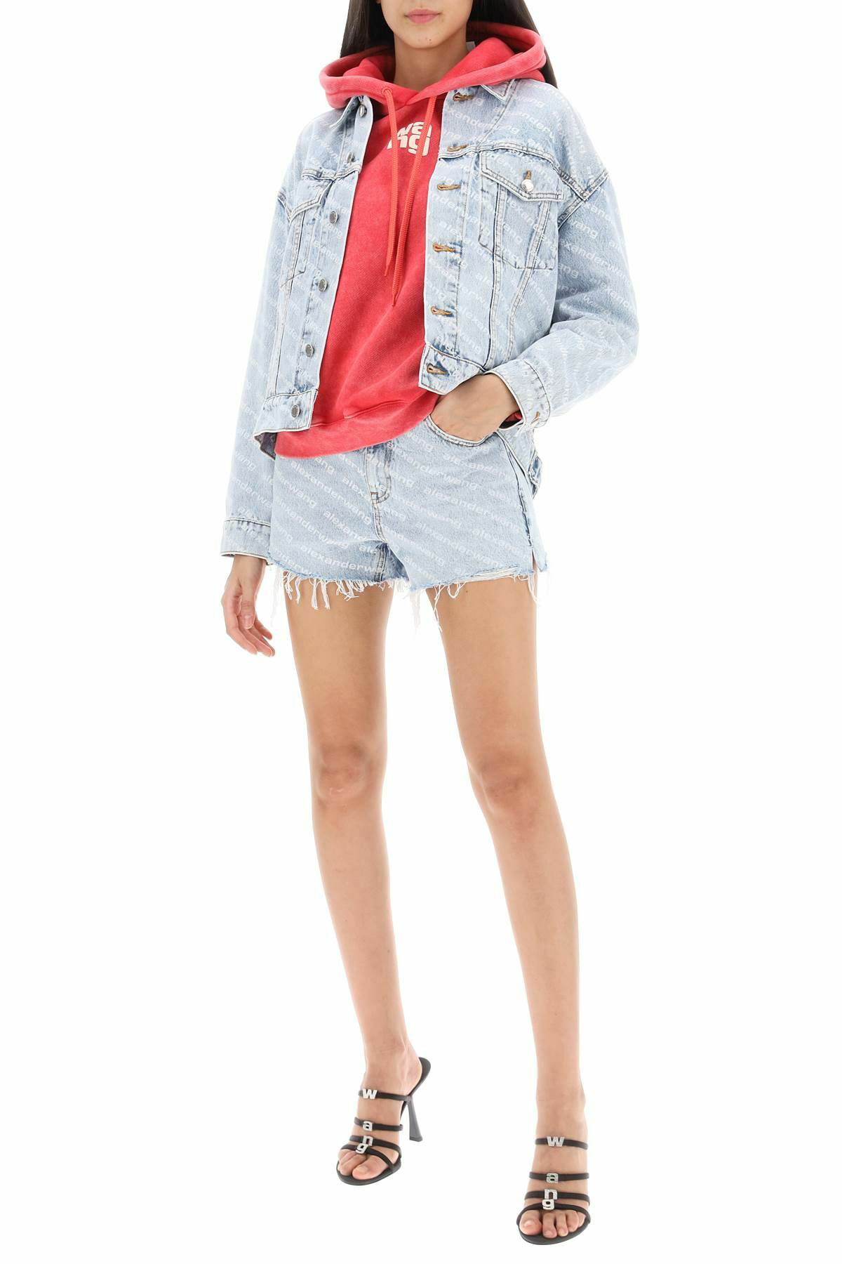 ALEXANDER WANG logo printed denim shorts Blue Alexander Wang
