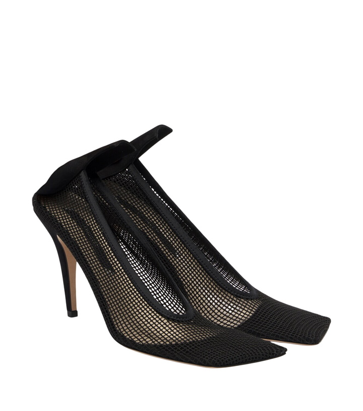 Photo: Christen Edge Stretch suede-trimmed mesh pumps