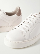 Brunello Cucinelli - Suede-Trimmed Full-Grain Leather Sneakers - White