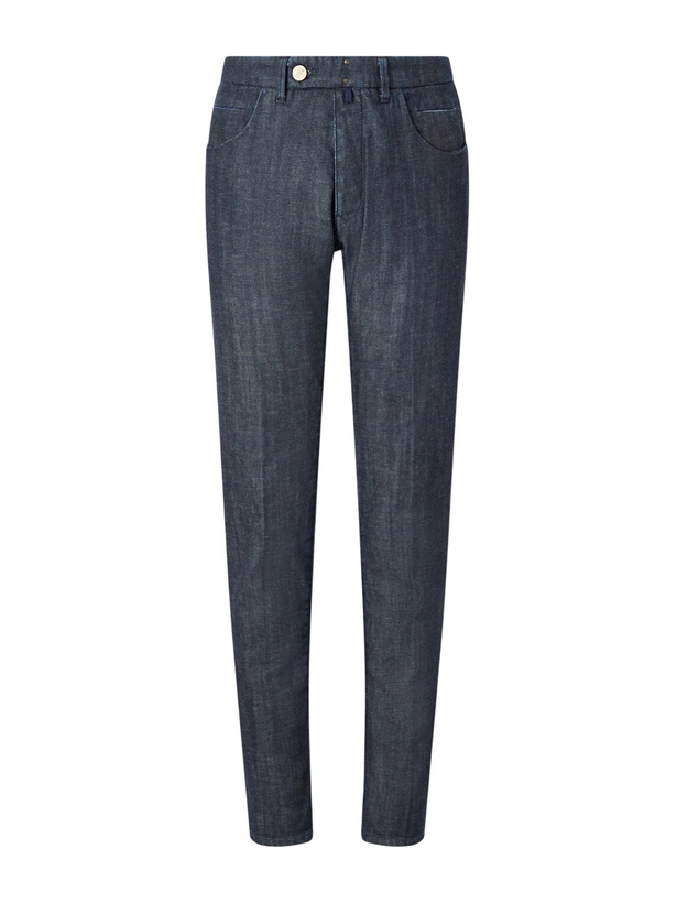 Photo: Slowear - Tapered Cotton-Blend Gabardine Trousers - Blue