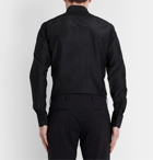 TOM FORD - Midnight-Blue Grandad-Collar Cotton and Silk-Blend Shirt - Blue