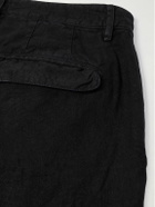 Massimo Alba - Alaccia Straight-Leg Pleated Linen Shorts - Black