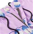 Flagstuff - Printed Poplin Drawstring Shorts - Purple