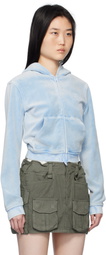 alexanderwang.t Blue Shrunken Zip-Up Hoodie