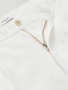 Boglioli - Straight-Leg Pleated Herringbone Cotton and Linen-Blend Suit Trousers - White