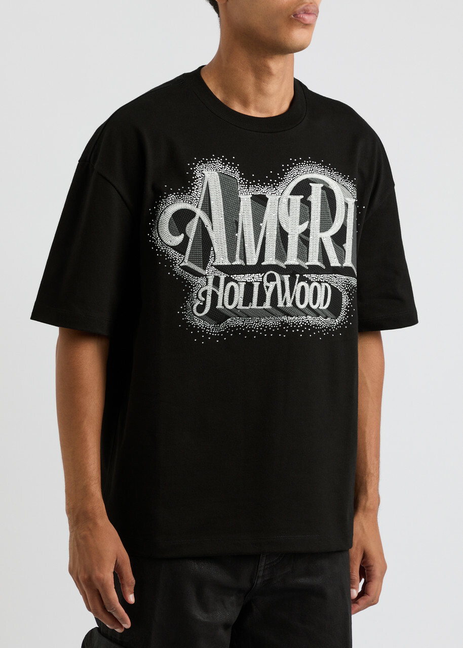Amiri Logo Crystal-embellished Cotton T-shirt Black Amiri