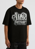 Amiri Logo Crystal-embellished Cotton T-shirt Black