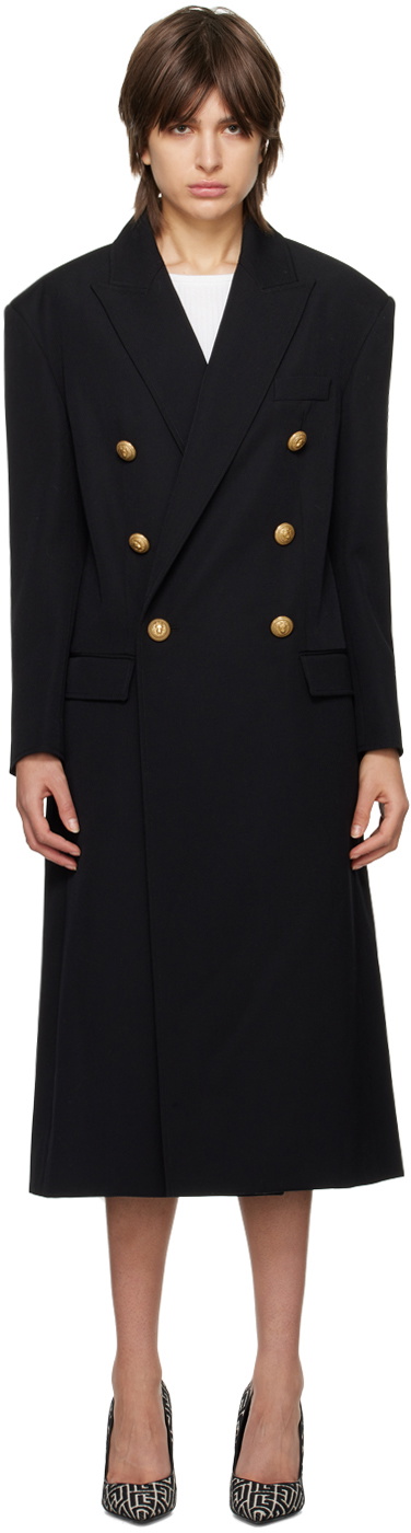 Balmain Black Double-Breasted Coat Balmain