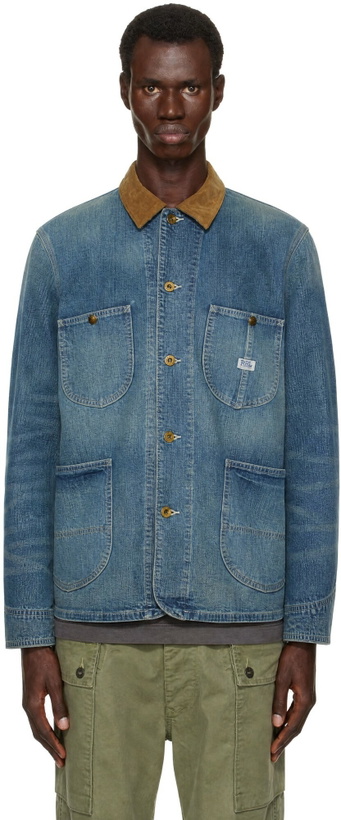 Photo: RRL Blue Corduroy-Collar Indigo Denim Jacket