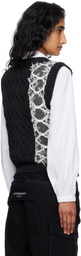 Andersson Bell Black & Gray Boucle Cable Patchwork Knit Vest