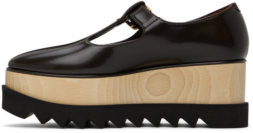 Stella McCartney Brown Sneak-Elyse T-Bar Platform Mary Jane Loafers