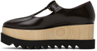 Stella McCartney Brown Sneak-Elyse T-Bar Platform Mary Jane Loafers