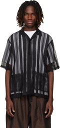 South2 West8 Black Poly Lace Cabana Shirt