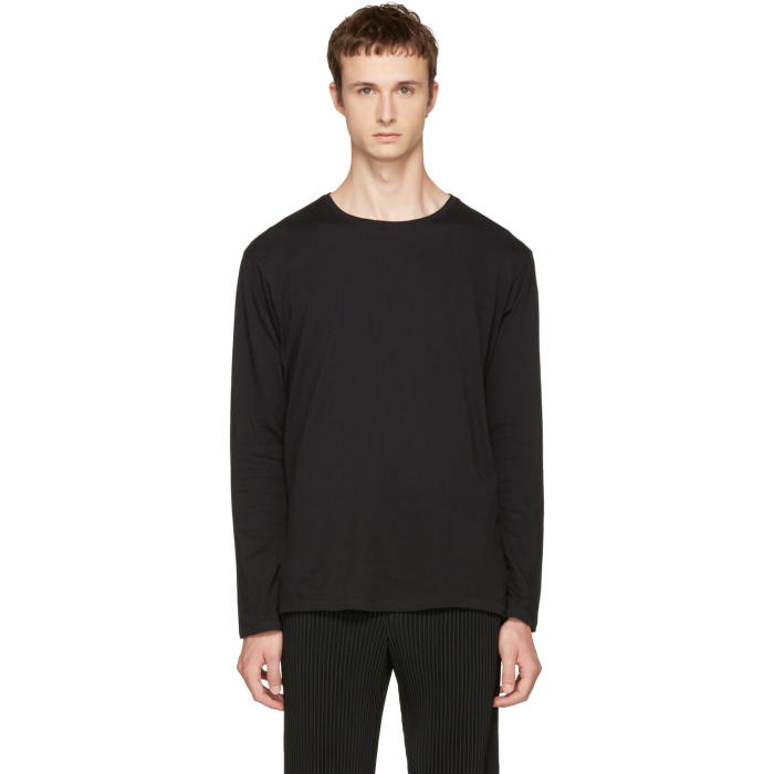 Photo: Issey Miyake Men Black Long Sleeve Basic Bio T-Shirt 