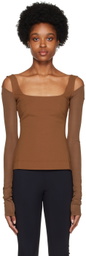 Nensi Dojaka Brown Cutout Long Sleeve T-Shirt