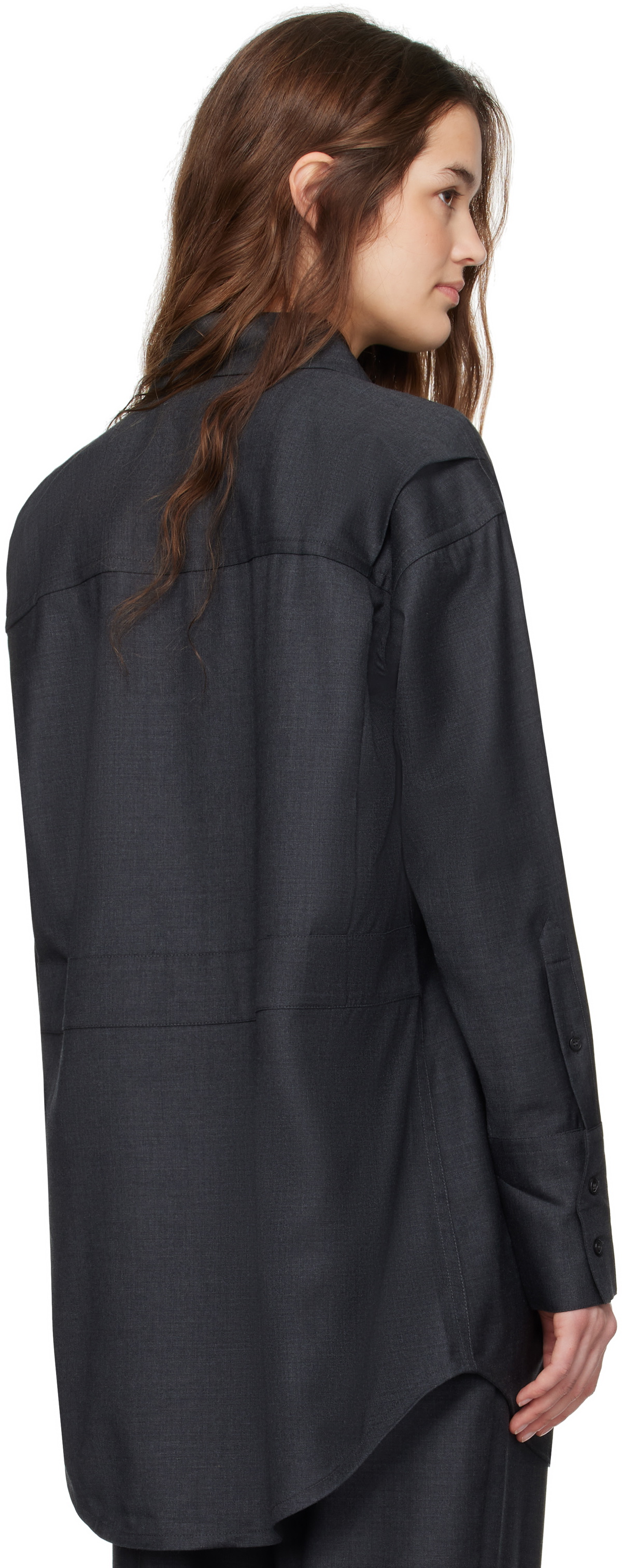 CO Gray Melange Button Down Shirt